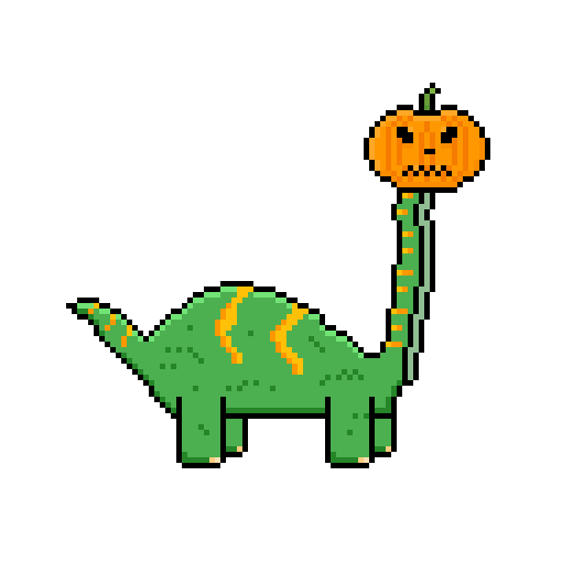 Dinosaur with a pumpkin head