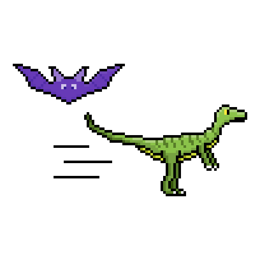 Compsognathus fleeing from a bat