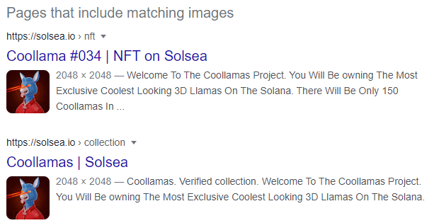 Google search found other NFT collections on SolSea