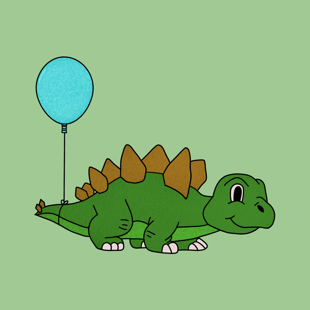 Tezos NFT Stegosaurus Arlo with Balloon