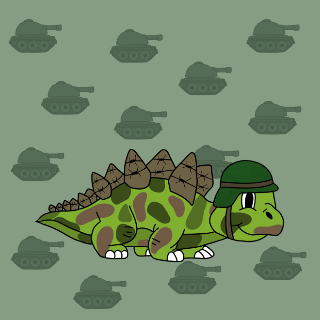Buck army stegosaurus NFT on Tezos
